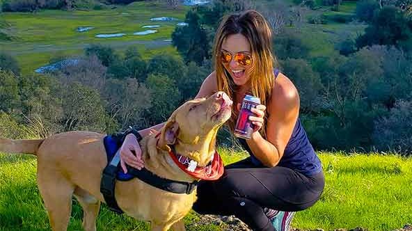 A vibrant dog park bathed in sunlight features abundant greenery with mature trees, offering ample shade for leisurely outdoor activities. In the distance is a well-equipped playground that presents an additional activity area. An inviting picnic table spreads out nearby, ideal for enjoying meals al fresco or taking relaxing breaks from play. A neatly-placed trash bin aids in maintaining the park's cleanliness for everyone's enjoyment. Dominating the scene is a generously wide dirt path gracefully curving through the expanse of grass, promising exploratory walks and lively fetch games.